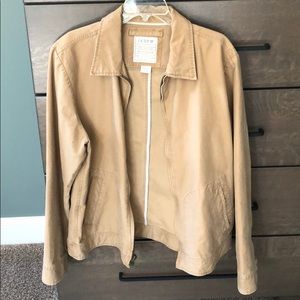 J Crew officers jacket, broken in, khaki, large